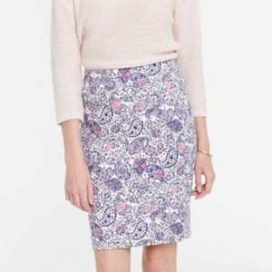 Ann Taylor Petite Floral Paisley Pencil Skirt